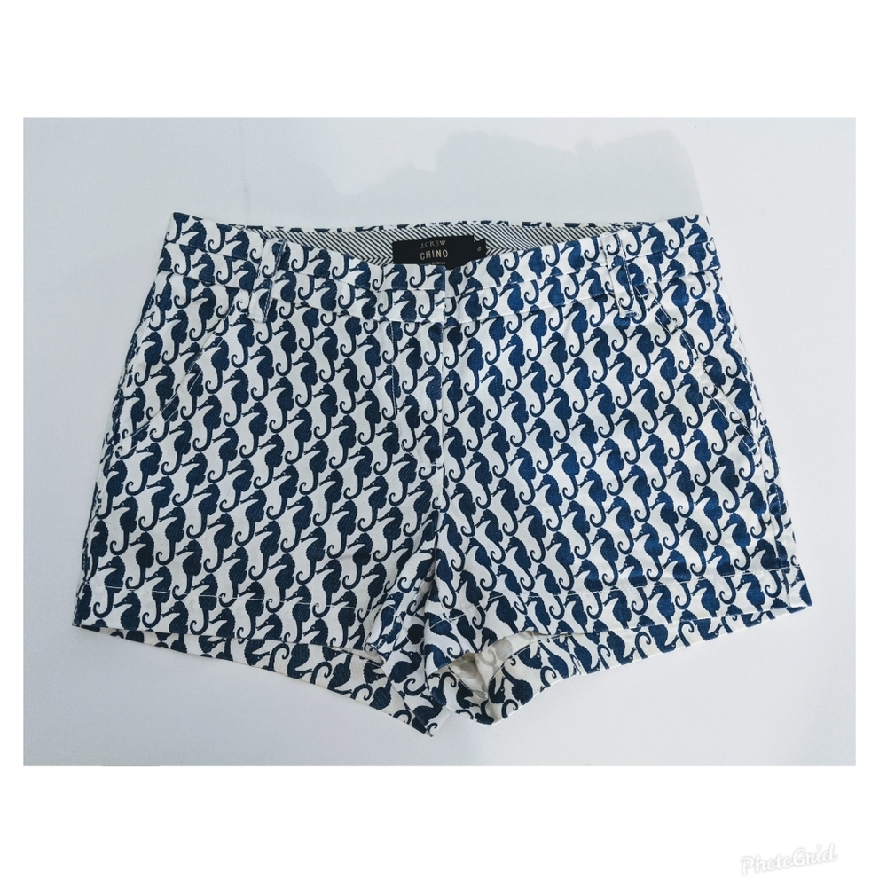 J. Crew Sea Horse Pattern Chino Short NWOT Size 0